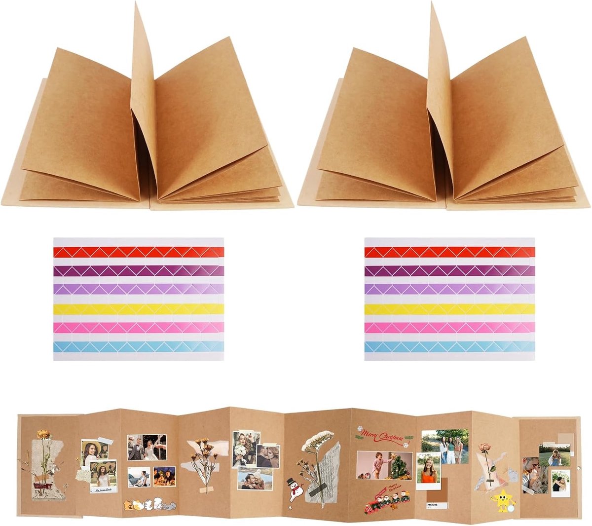 DIY Scrapbook Album Set van 2 Stuks, 34 Pagina's voor Foto's, Creatief Fotoalbum voor Verjaardagscadeau en Afstudeerfeest