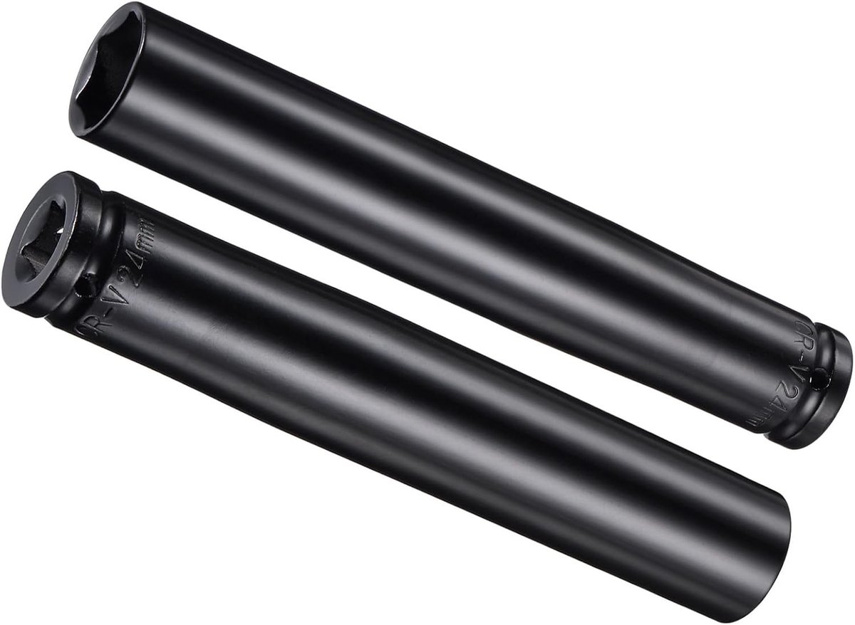 Diepe Impact Dopsleutel 24mm, 1/2" Aandrijving, 6-Punts Ontwerp voor Schroefverwijdering en Professioneel Gebruik, 2-delig Set