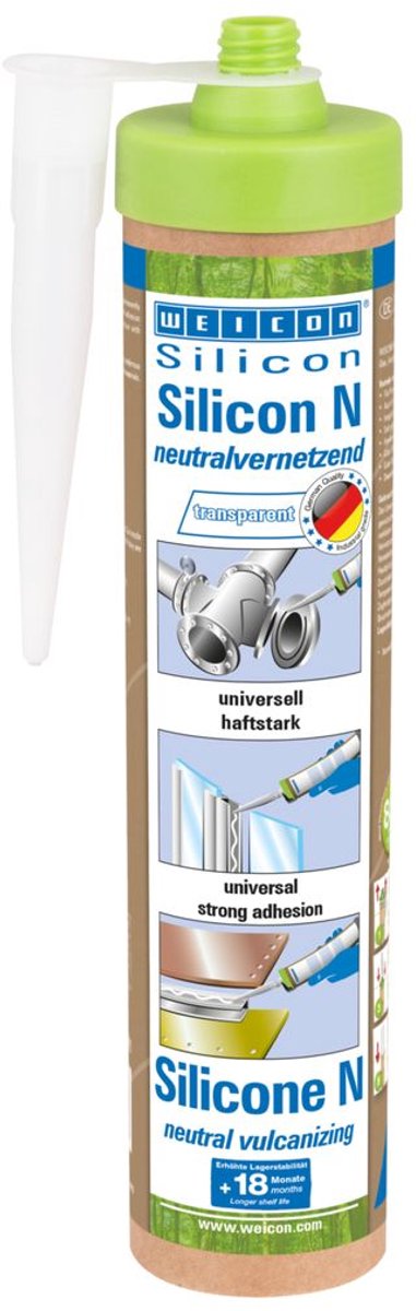WEICON Green Tube Siliconen N, 280 ml, transparent, Extreem elastisch en neutraal uithardend afdichtmiddel