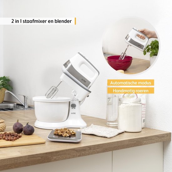 2-in-1 handmixer en standmixer met 3,4L kom en 500W kracht - 5 snelheden + turbofunctie — afbeelding 5