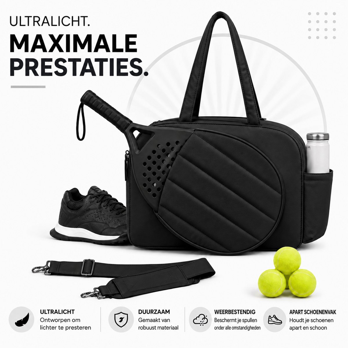 Padeltas - Tennistas - Sporttas - Padel Rugzak - Zwart