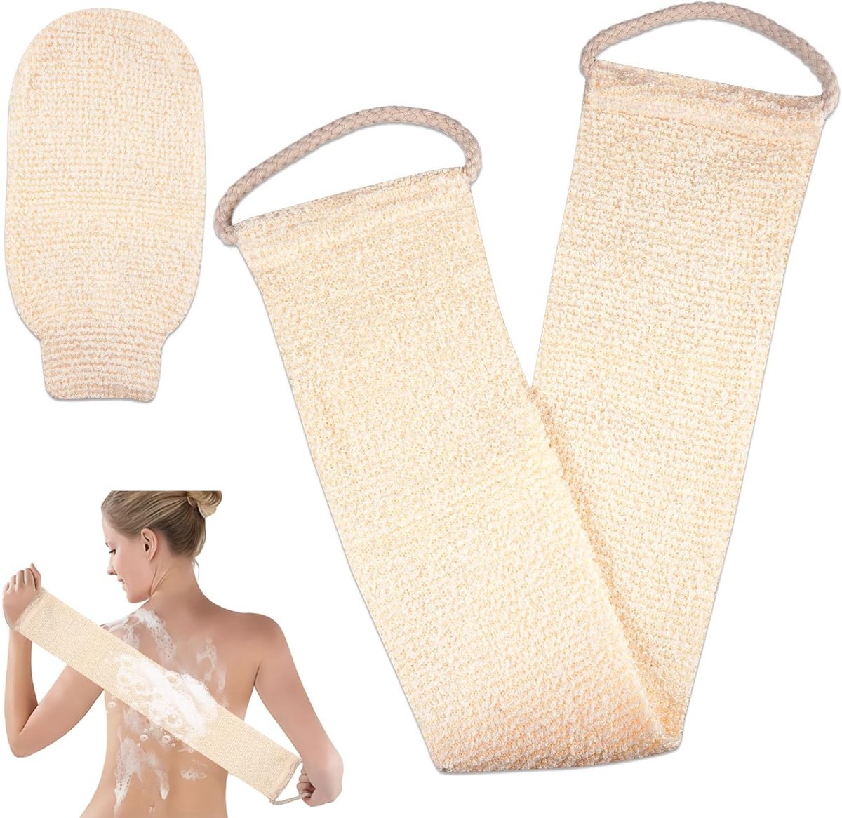 SnelShoppen - Double Sided Exfoliating Soap Tape met Glove en Back Rubber - Peeling Handschoenen voor Dode Huid - Badaccessoires voor Mannen en Vrouwe