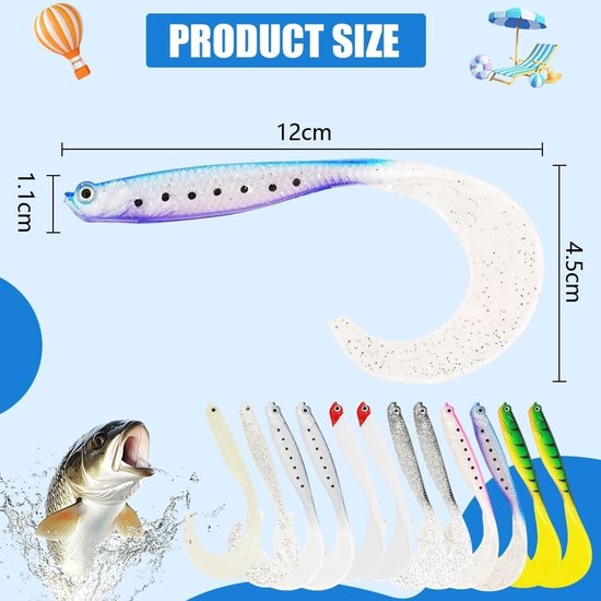 Spinning Fishing Bait van Rubber, Zachte Vissenlures met Loodkop, Perfect voor Snoek, Baars en Forel, Ideaal voor Zoet- en Zoutwater Vissen — afbeelding 2