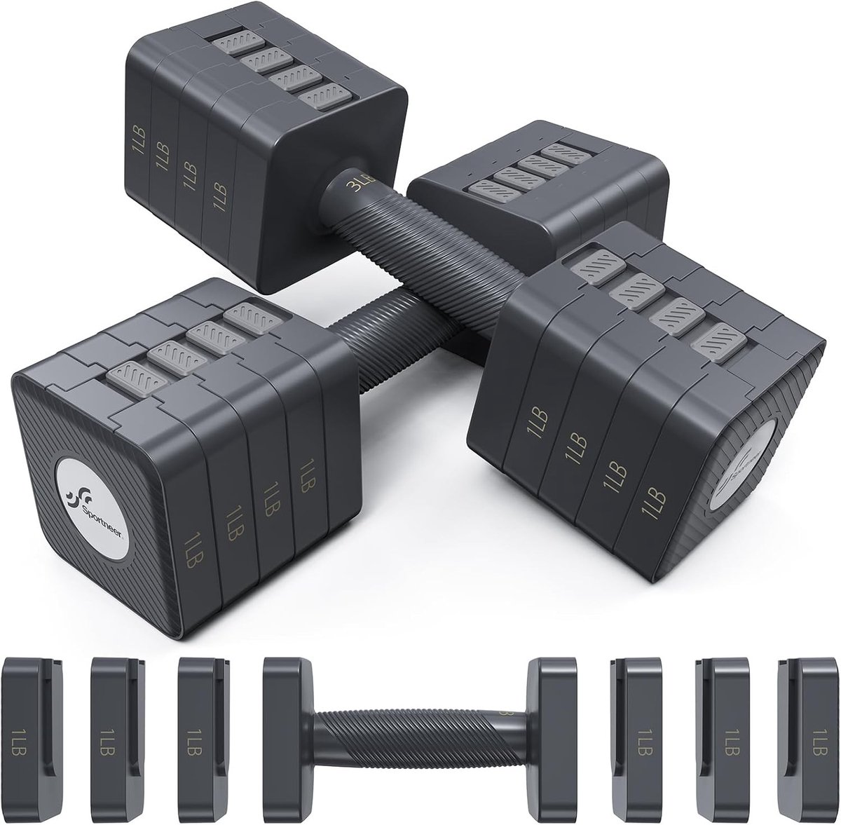 Verstelbare Dumbbell Set - Kunststof - 5-in-1 Gewichten - Snel Aanpasbaar - Voor Thuisgebruik