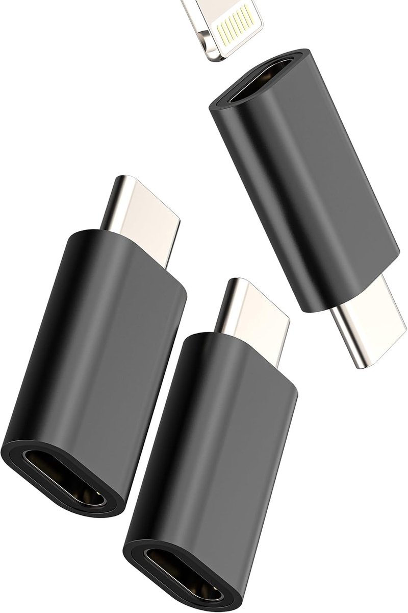 Lightning-adapter vrouwelijk naar USB-C mannelijk (3 stuks) voor iPhone 16 15 Pro Max oplaadkabel voor Apple type C - ShopVlot