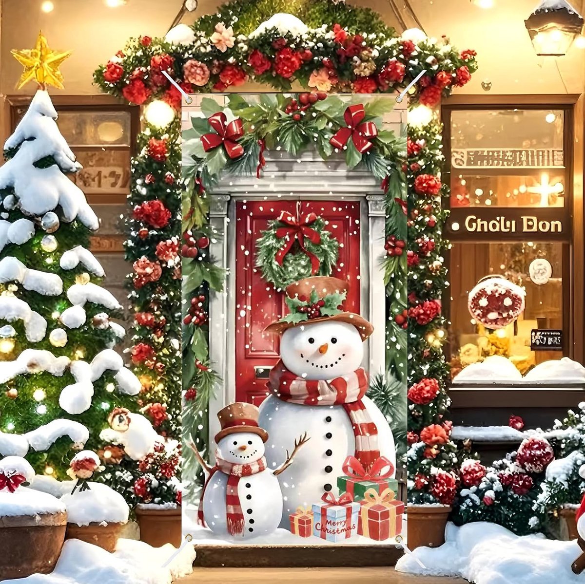 185 * 90cm Chirstmas door cover Santa (Snowman) - ShopVlot