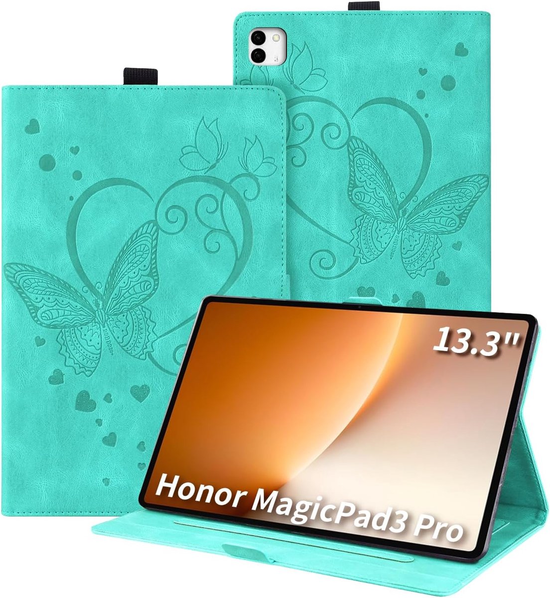 Hoes voor Honor MagicPad3 Pro 13,3 inch folio flip PU lederen beschermhoes tablet met penhouder, kaartsleuf en - ShopVlot