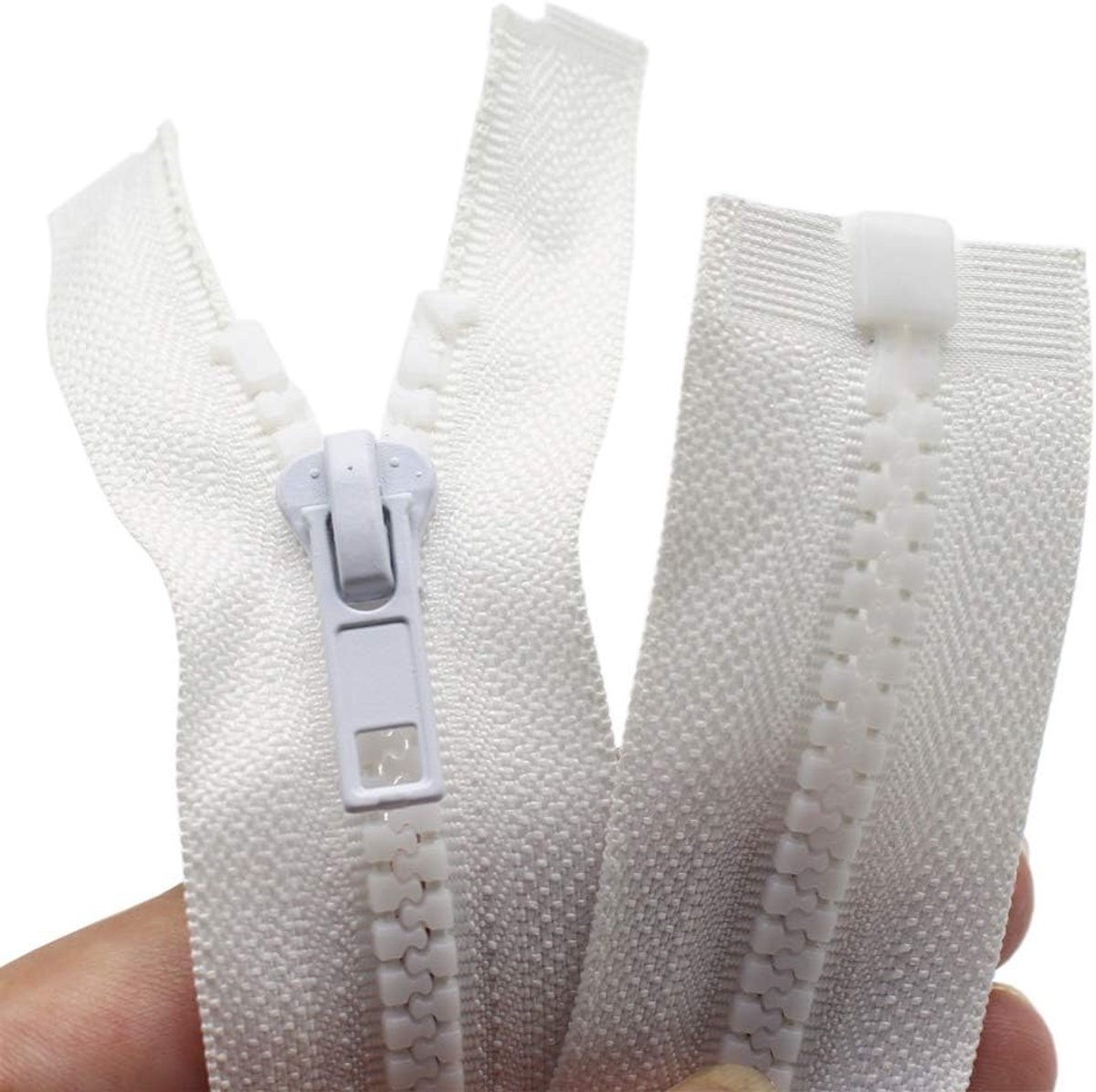 YaHoGa 2pcs 18cm Zip Plastic 5mm Divisible Zipper for Coats White (18cm) - ShopVlot