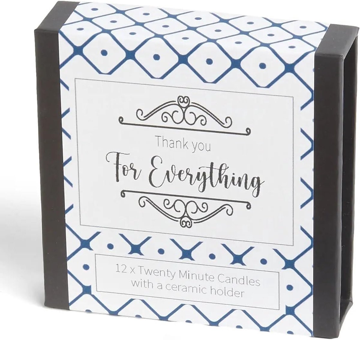 Thanks for everything - A small box of cotton and grey relaxation candles. 12 pure beeswax candles and ceramic holder - ShopVlot