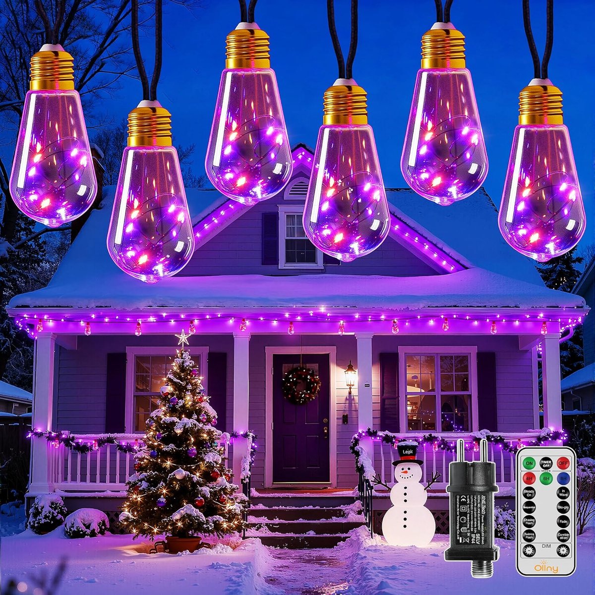 Sfeervolle buitenverlichting 8 m - met 16 S17 lampen - paars en oranje - perfect voor Halloween decoratie - ShopVlot