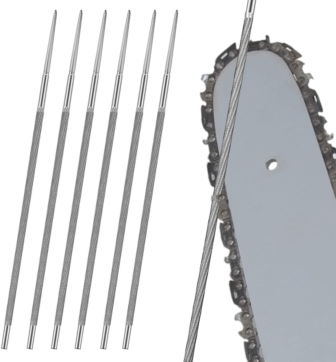 Kettingzaag vijl 6 stuks - ronde vijlen 5,2 mm - hoogwaardig staal - voor het slijpen van zaagbladen - ShopVlot