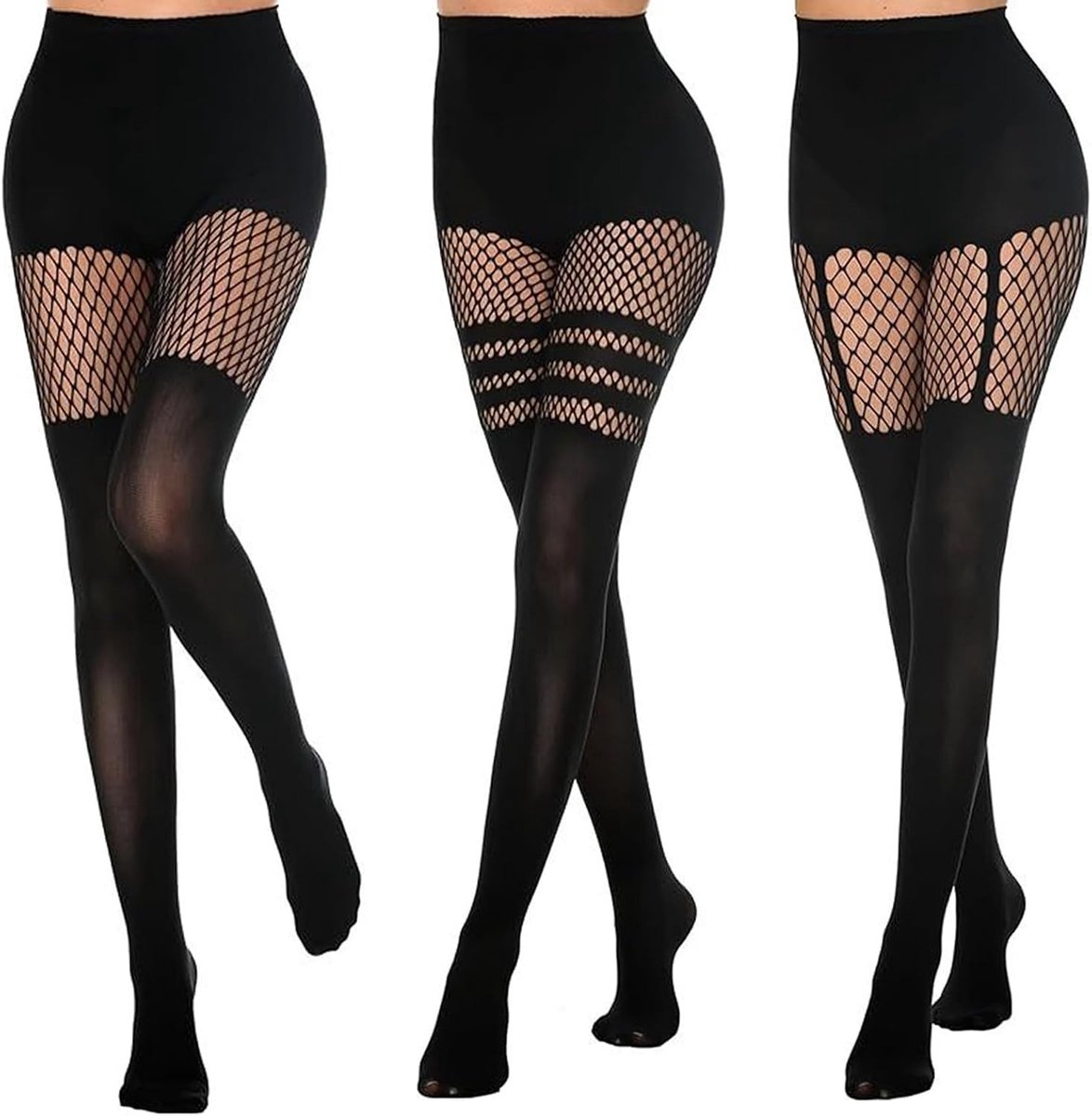 Visnetkousen zwart mat - 3 paar - One size tall - Perfect voor een sexy look - ShopVlot