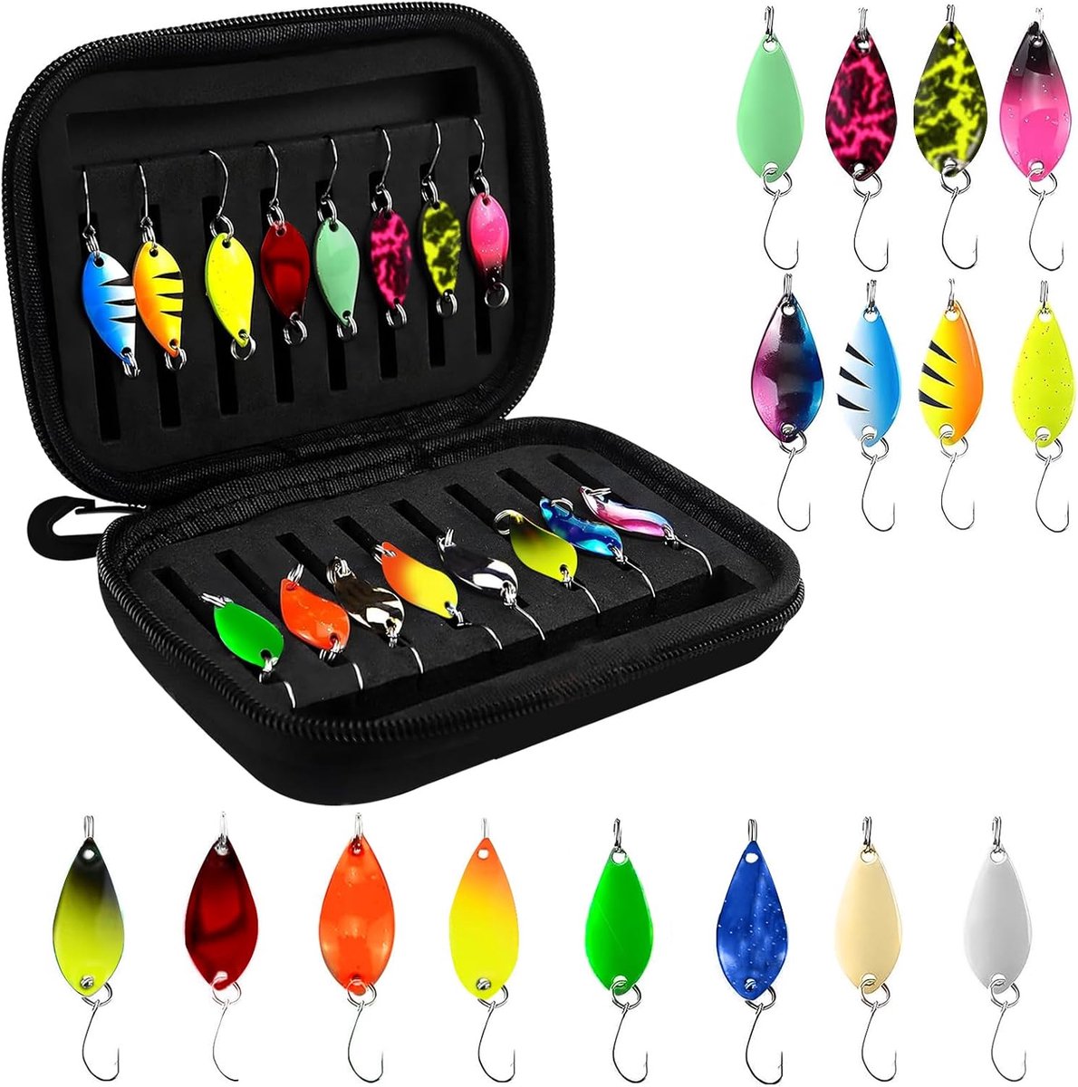 Trout spoon set 16-delig - hoge kwaliteit - verschillende gewichten - perfect voor forelvissen - ShopVlot
