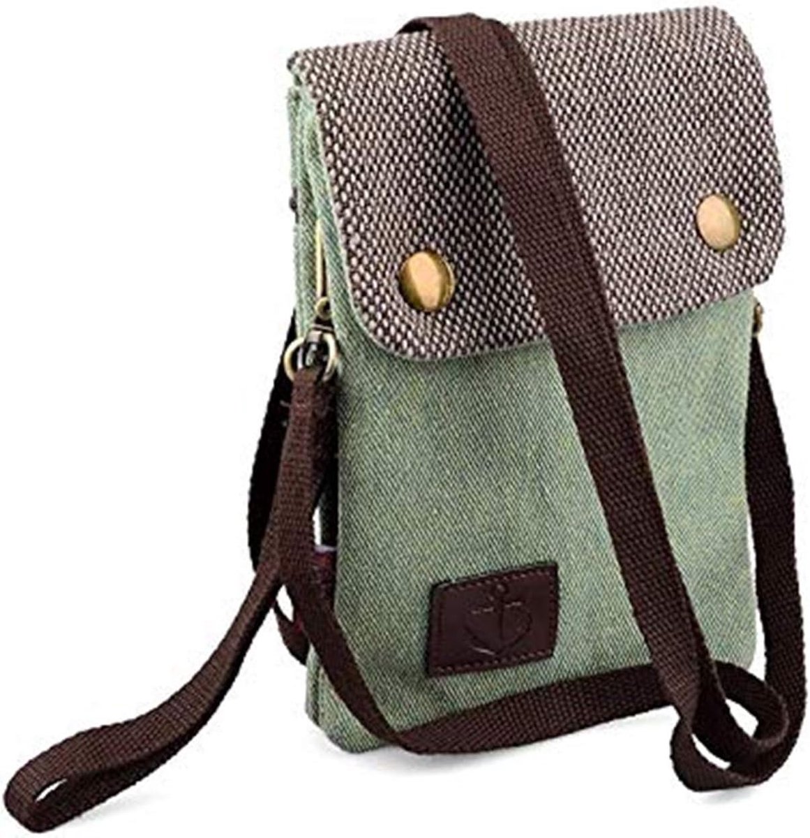 mobiel tas voor dames - klein formaat - groen canvas - ideaal voor dagelijks gebruik - ShopVlot