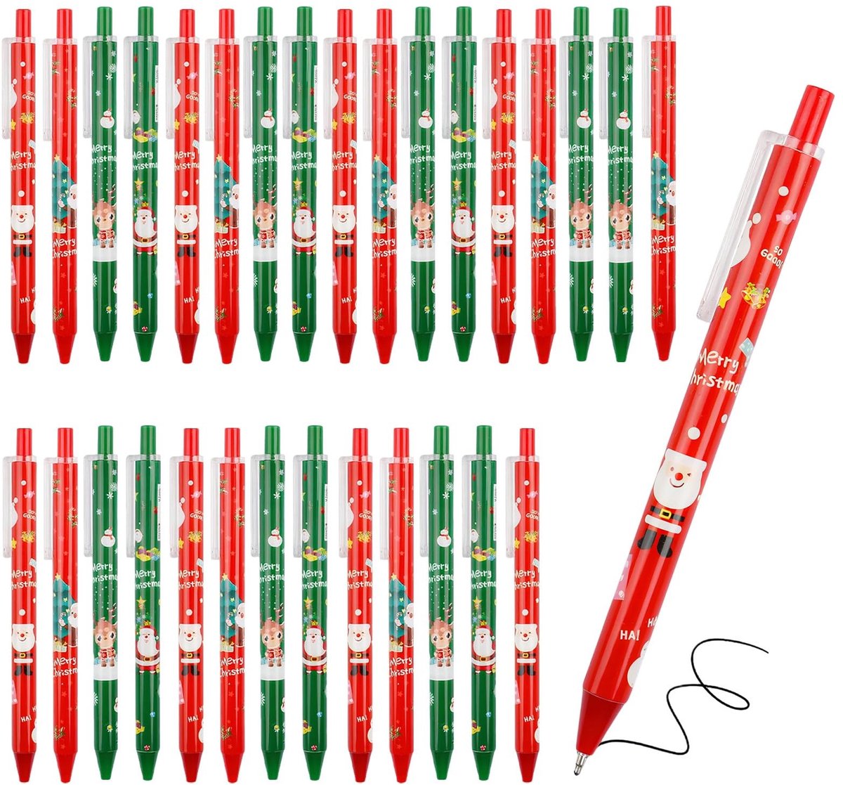 Solidchoice - 30 Stuks Balpen met Kerstthema, 0.5 mm
