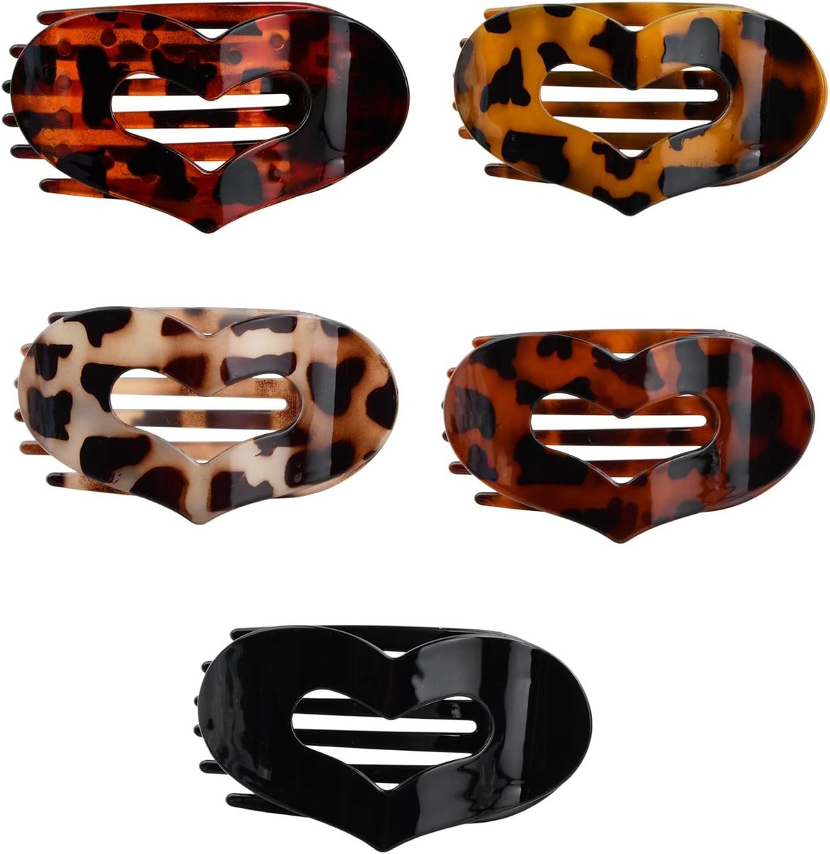 Haarspeldjes 5 Stuks - Luipaardpatroon - Duurzaam Amber Kunststof - Ideaal voor Dikker of Dunner Haar - ShopVlot