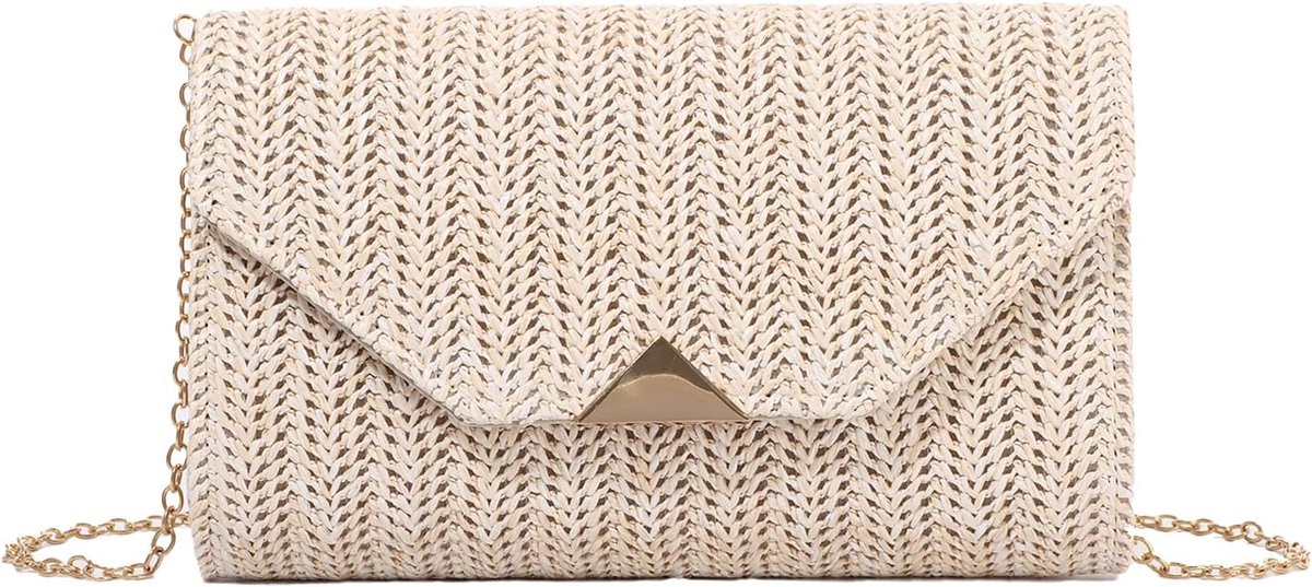 Dames Stro Handtas - Beige - Gevlochten Ontwerp - Perfect voor Stranduitjes - ShopVlot