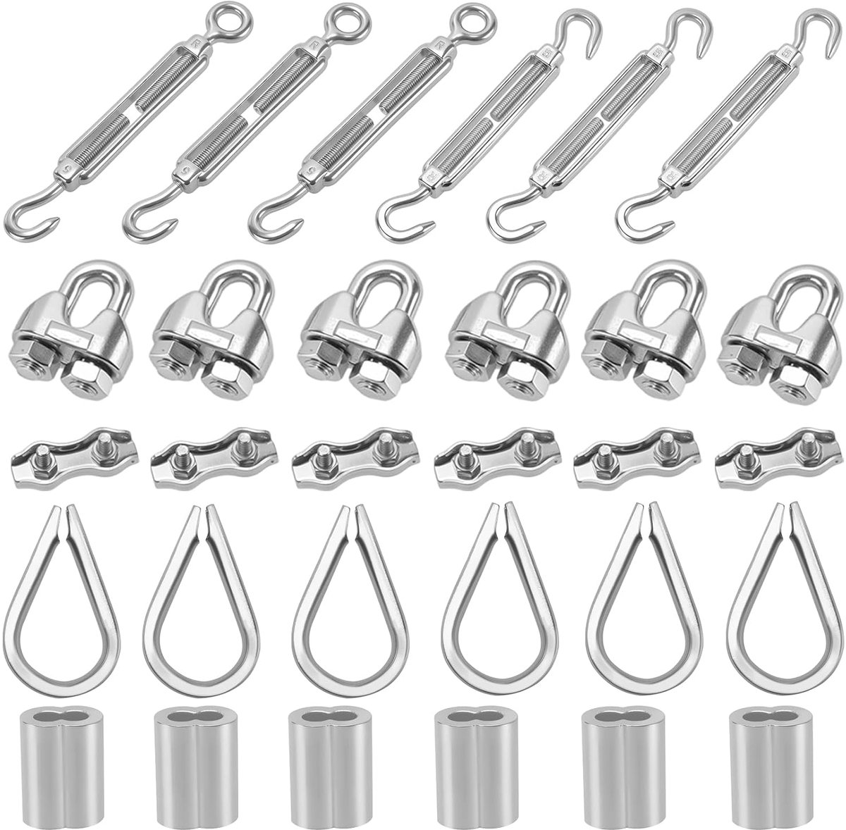 30 Pieces M5 Tensionscrew, Wire Rope Clamp, M5 Stainless Steel, Cable Tensioner Set with Wire Rope Clamp, 3 mm - ShopVlot