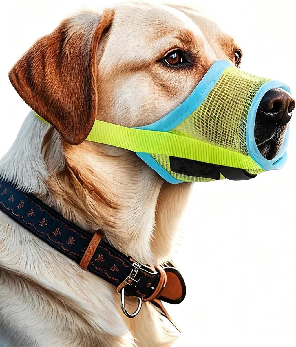 Nylon muilkorf voor honden, ademende muilkorf met klittenbandsluiting, zacht mesh, voorkomt kauwen eten, bijten voor - ShopVlot