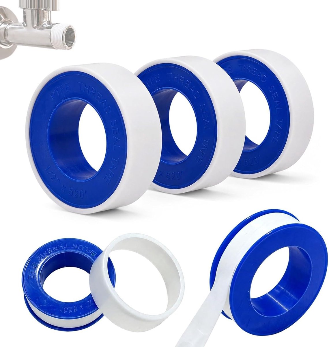 5 Teflonband 10m x 15mm PTFE waterdicht hittebestendig - 5 rollen, 10m x 15mm, PTFE, waterdicht, hittebestendig - ShopVlot