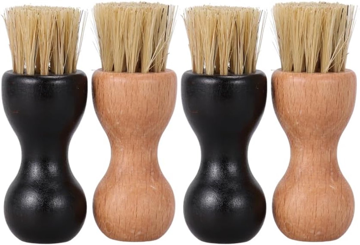 FRCOLOR 4 Pack Multifunctional Shoe Polish Brush Made of Durable Beech Wood with Pig Bristles for Thorough Cleaning - ShopVlot