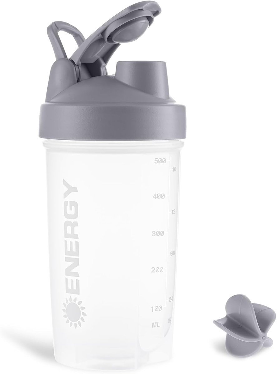 Shaker Bottle 500ml BPA Free Gym Shaker Bottle with Mixing Ball, Plastic Water Bottle Shaker Leakproof for Protein - ShopVlot