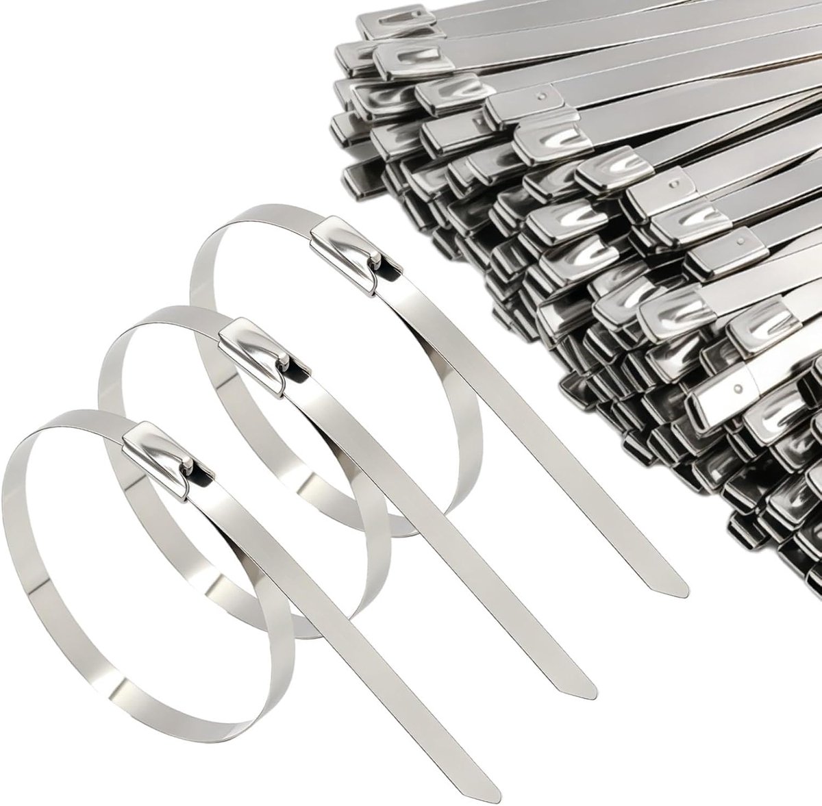 100 stuks kabelbinders van roestvrij staal 304, zelfborgende metalen kabelbinders, corrosiebestendig en bestand tegen - ShopVlot