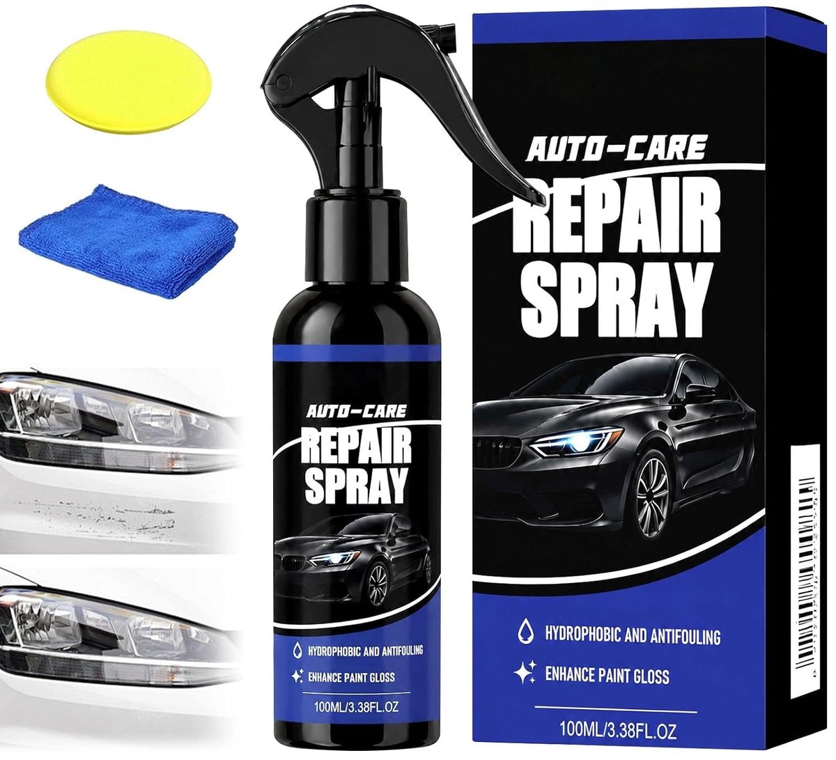 Auto krasverwijderingsset, auto spray krassen verwijderen met Quick Effect Coating Agent, auto polish tegen krassen - ShopVlot