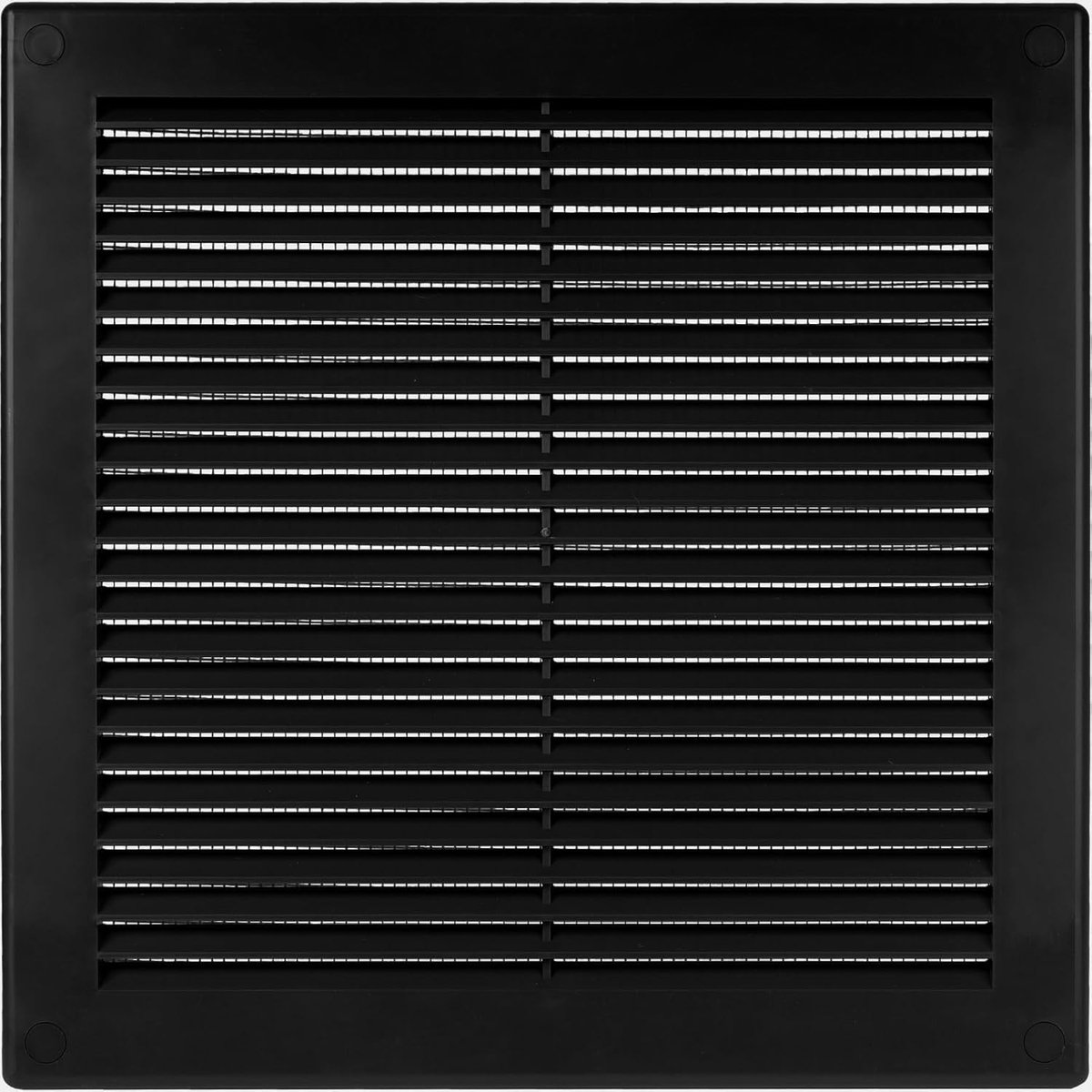 Vent Systems 250 x 250mm, Black Ventilation Cover, Flat Rectangular Ventilation Slits with Mosquito Net, HVAC Vents - ShopVlot
