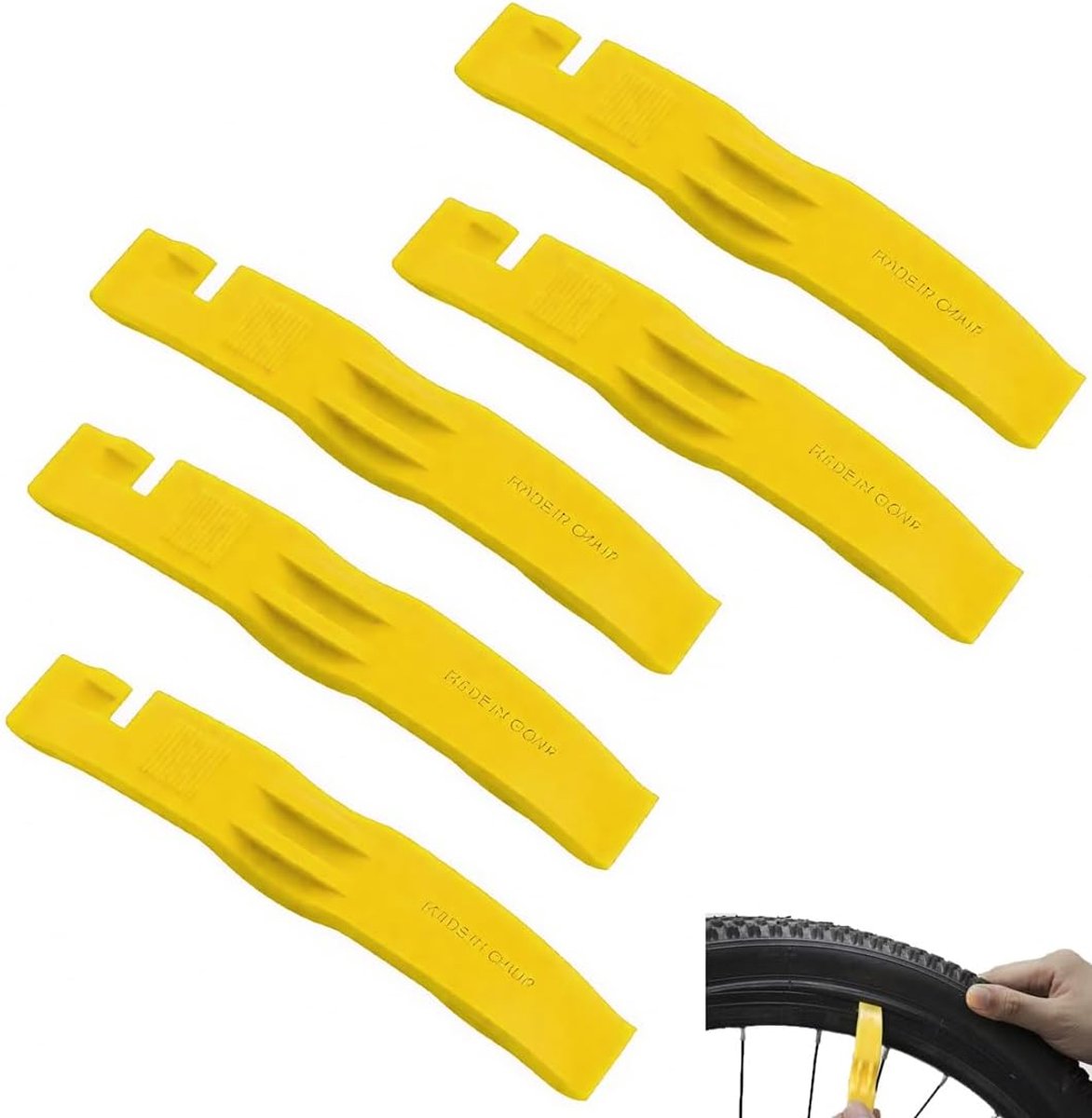 5 bicycle tyre levers made of fibreglass, resistance equivalent to steel with hub protection, ergonomic handle with - ShopVlot