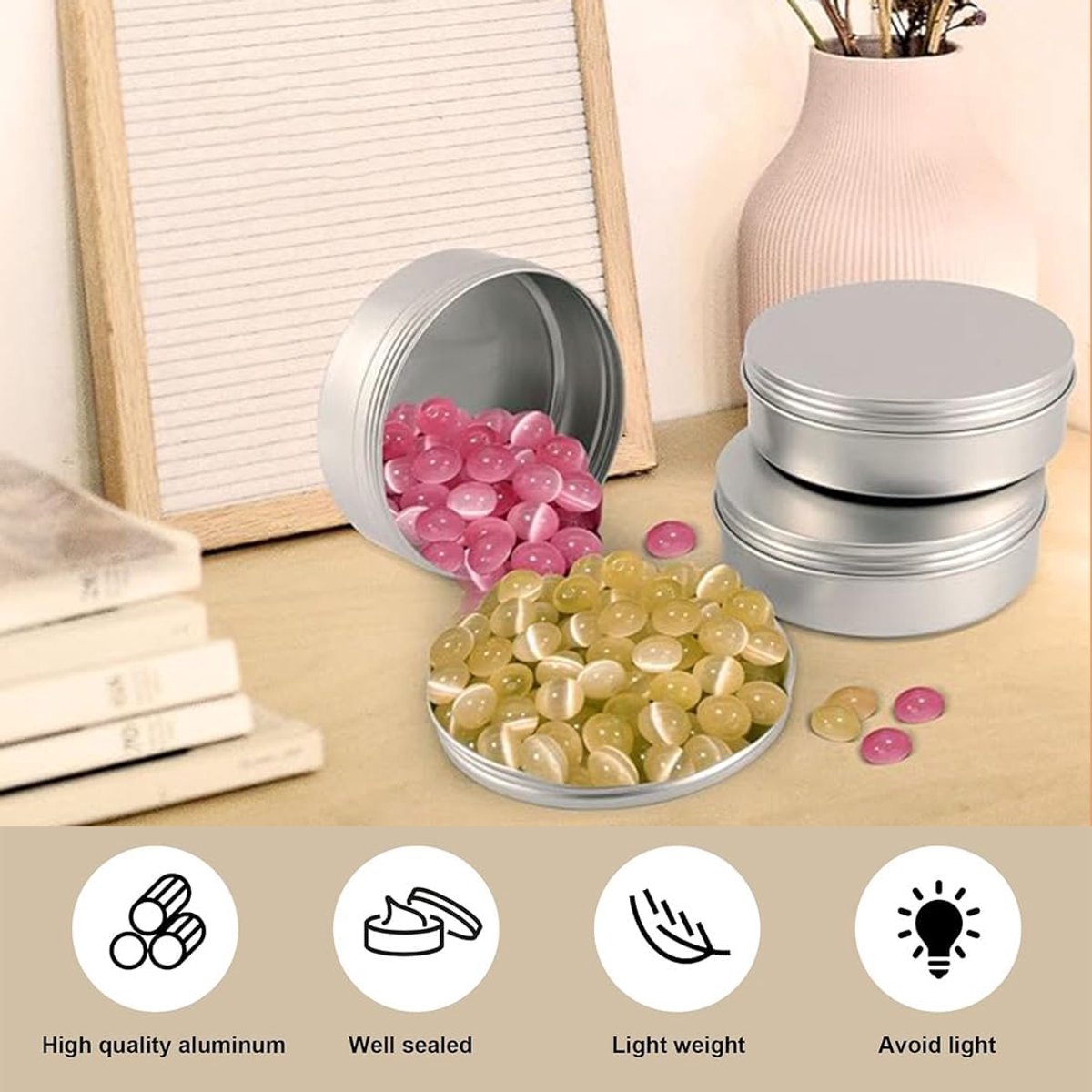 10 Pcs Aluminum Jars Aluminum Box Empty Cosmetic Jar 5ml, Small Round Metal Box, Empty Cosmetic Containers for Lip - ShopVlot