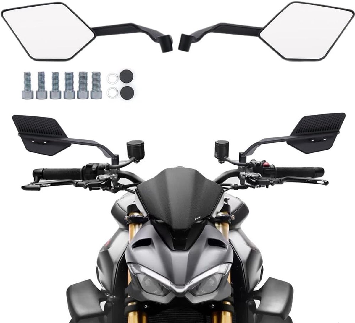 YGCHEN Aluminum Motorcycle Rearview Mirror, Blade Side Mirror, Motorcycle Steering Mirror with Screws, Perfect for - ShopVlot