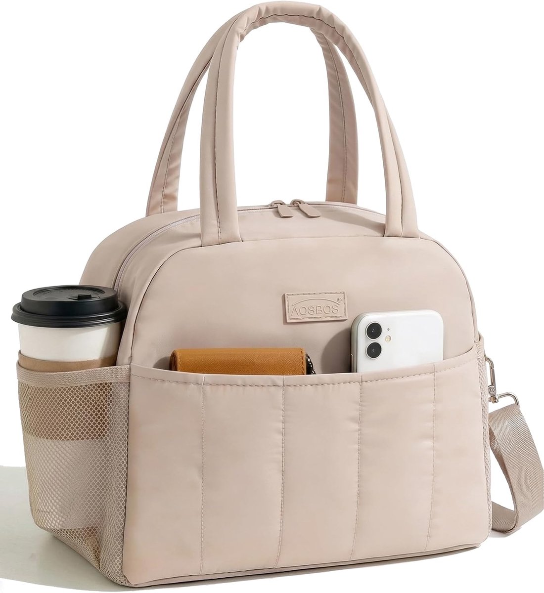 AOSBOS Lunchtas voor dames, lunchtas, koeltas, kleine lunchtas, ontbijttas, mini-lunchbox, tas met afneembare - ShopVlot