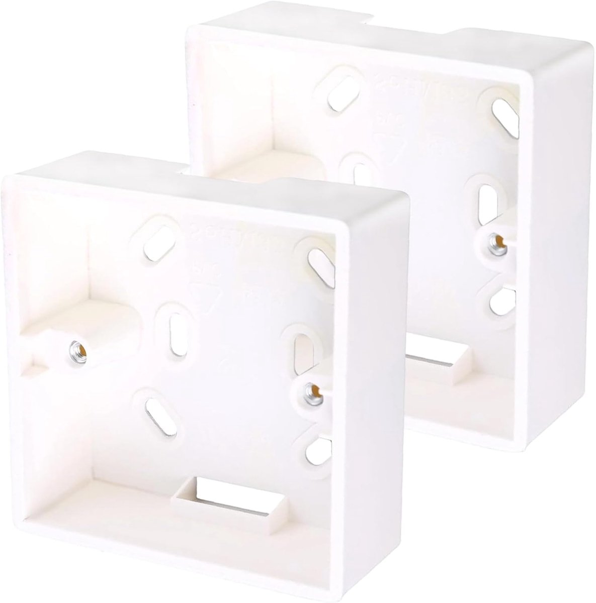 2 stuks achterdoos 32 mm diep, enkele witte pattress doos voor opbouwmontage, Ethernet-stopcontact, wanddozen voor - ShopVlot