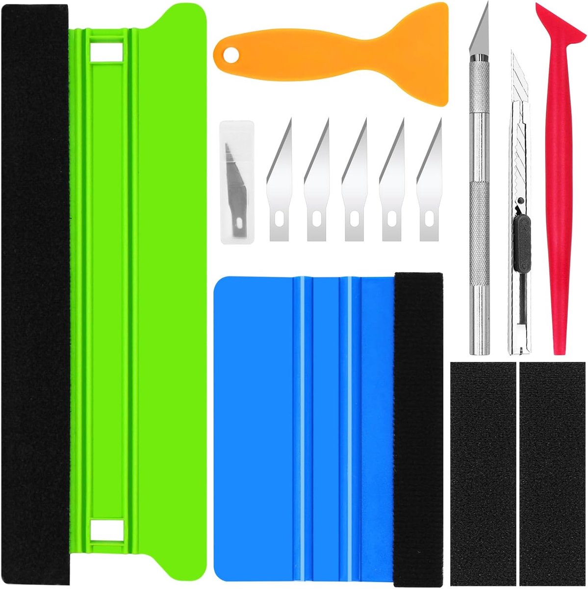 9 Pieces Foil Tool Set, Squeegee Set for Tinted Film, Vinyl Tool Set with Felt Tracles, Car Film Tool Set, for Car - ShopVlot