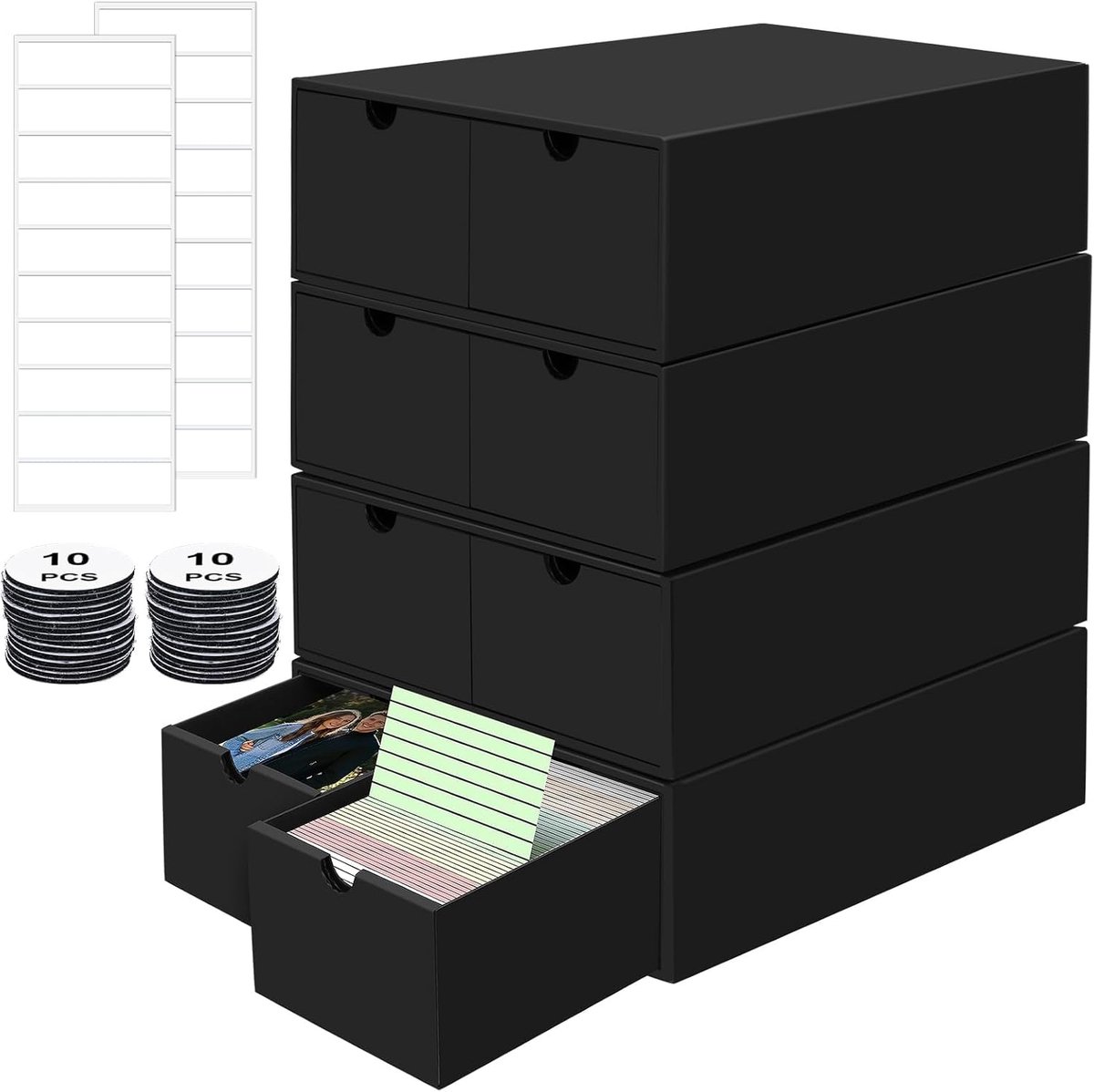 HIMOMO Index Box A8 Black Pack of 4 Index Cards 52 x 74 mm Index Organiser for Study Home Recipes Office (Over 7000 - ShopVlot