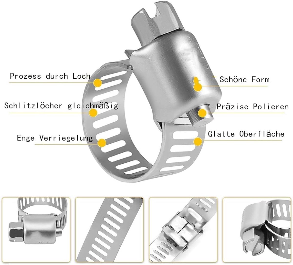 10 - 57 mm Adjustable Hose Clamps Stainless Steel Snail Drive for Washing Machine, Dishwasher or Garden Hose, Set of 20 - ShopVlot