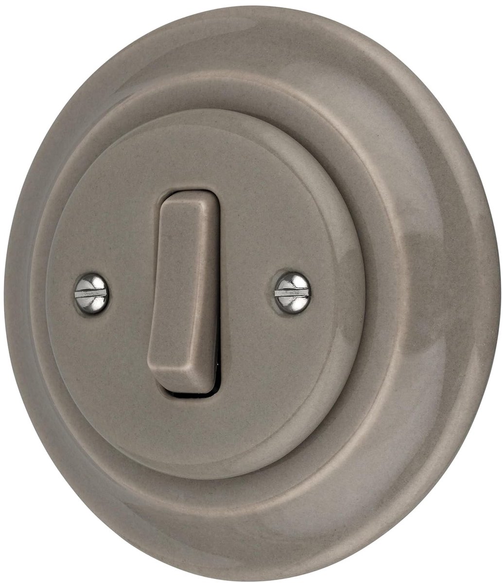 Retro porcelain recessed changeover switch all-in-one series PR1 grey beige - ShopVlot
