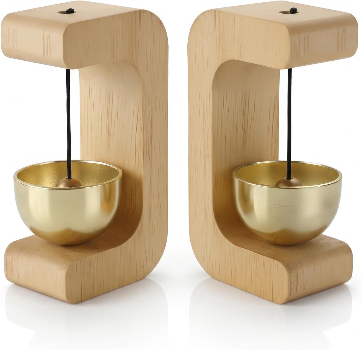 Deurbel hout 2 stuks - magnetisch - decoratief met messing bel - ideaal voor kamer of tuin - ShopVlot