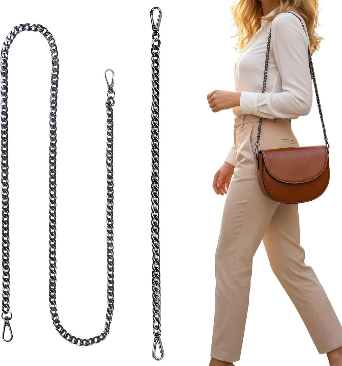 Handtas ketting 120cm en 40cm - metalen strik - vintage uitstraling - ideaal voor tasvervanging - ShopVlot