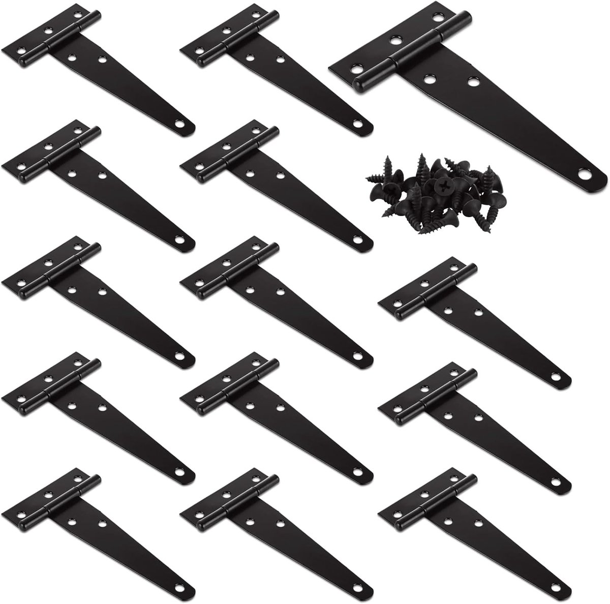 SnelShoppen - Pack van 14 100 mm T-Hengsels Zware Kwaliteit met Schroeven Deurhengsels Opvouwbaar Zwart T-Vormige T-Hengsels Roestvrijstaal voor Stald