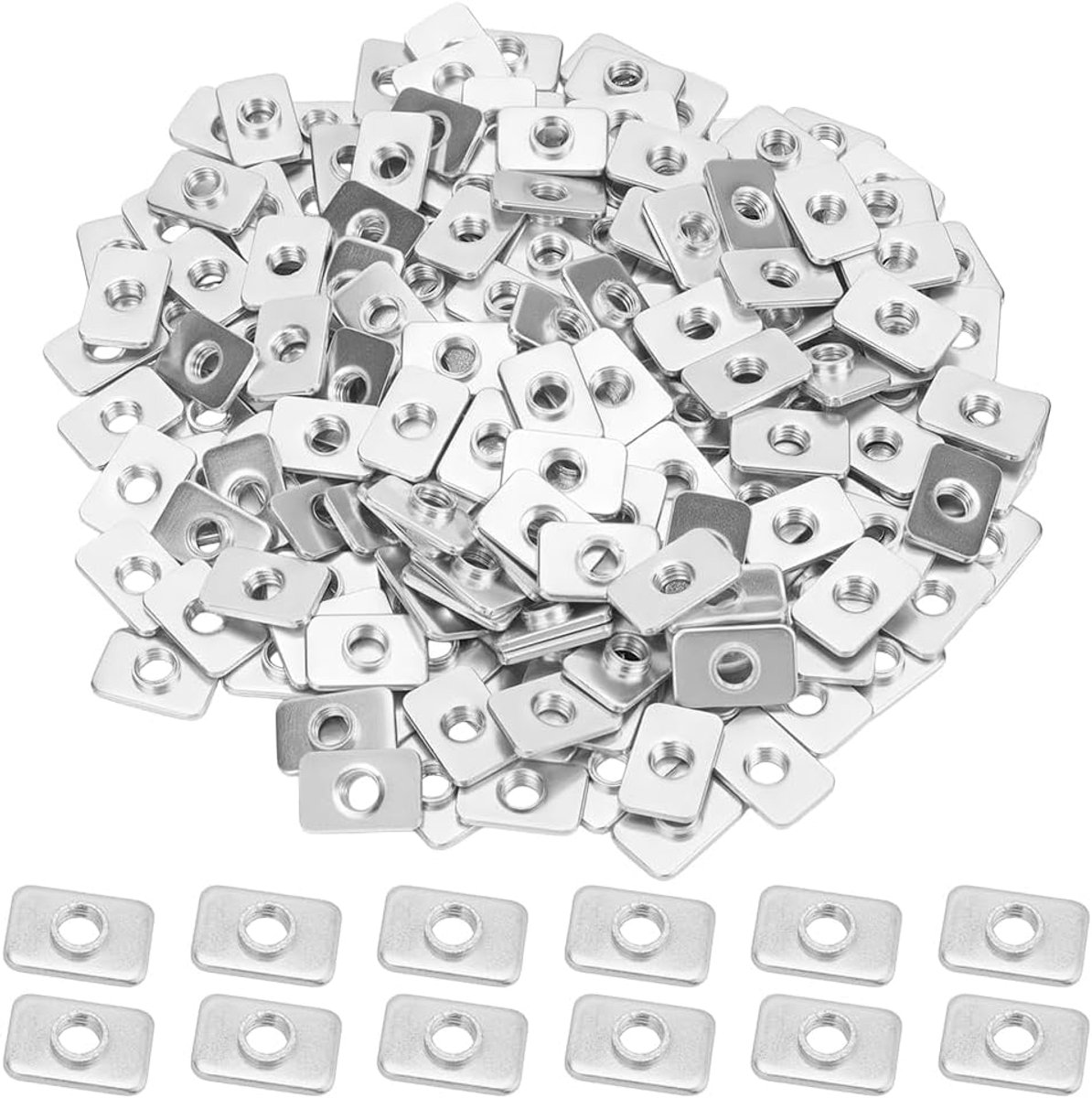 M5 platte glijmoeren 200 stuks - hamerkop T-groef - koolstofstaal - ideaal voor CNC-frezen en 3D-printers - ShopVlot
