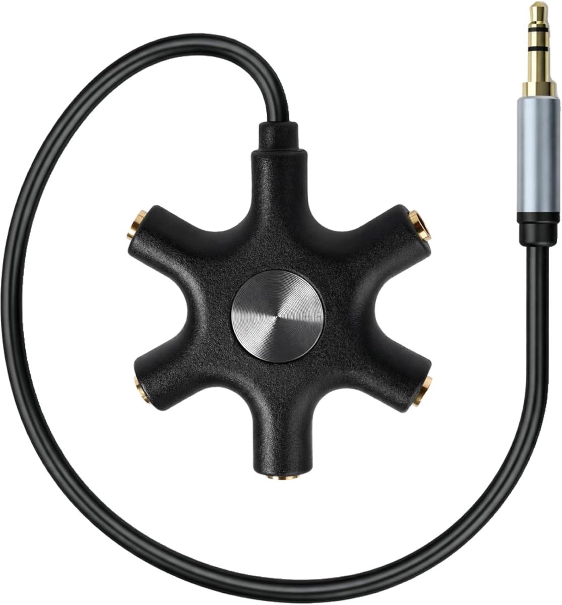 Multi-hoofdtelefoonadapter 5 stopcontacten - dubbele 3,5 mm jackstekker - geïntegreerde verdeler - ShopVlot