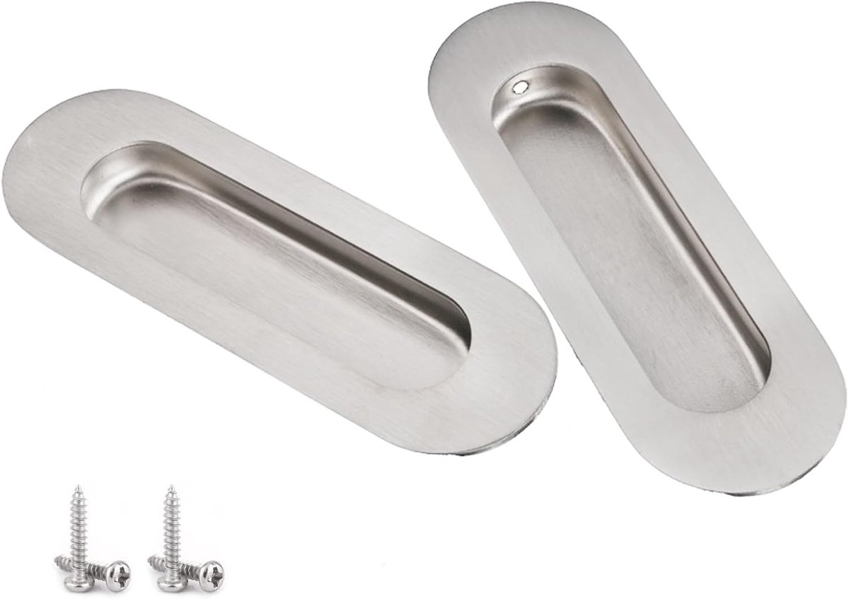 Ingezette Deurgrepen 120mm - RVS Ingebouwd - Verzonken Trekhandgreep - Ideaal voor Keuken en Kasten - ShopVlot