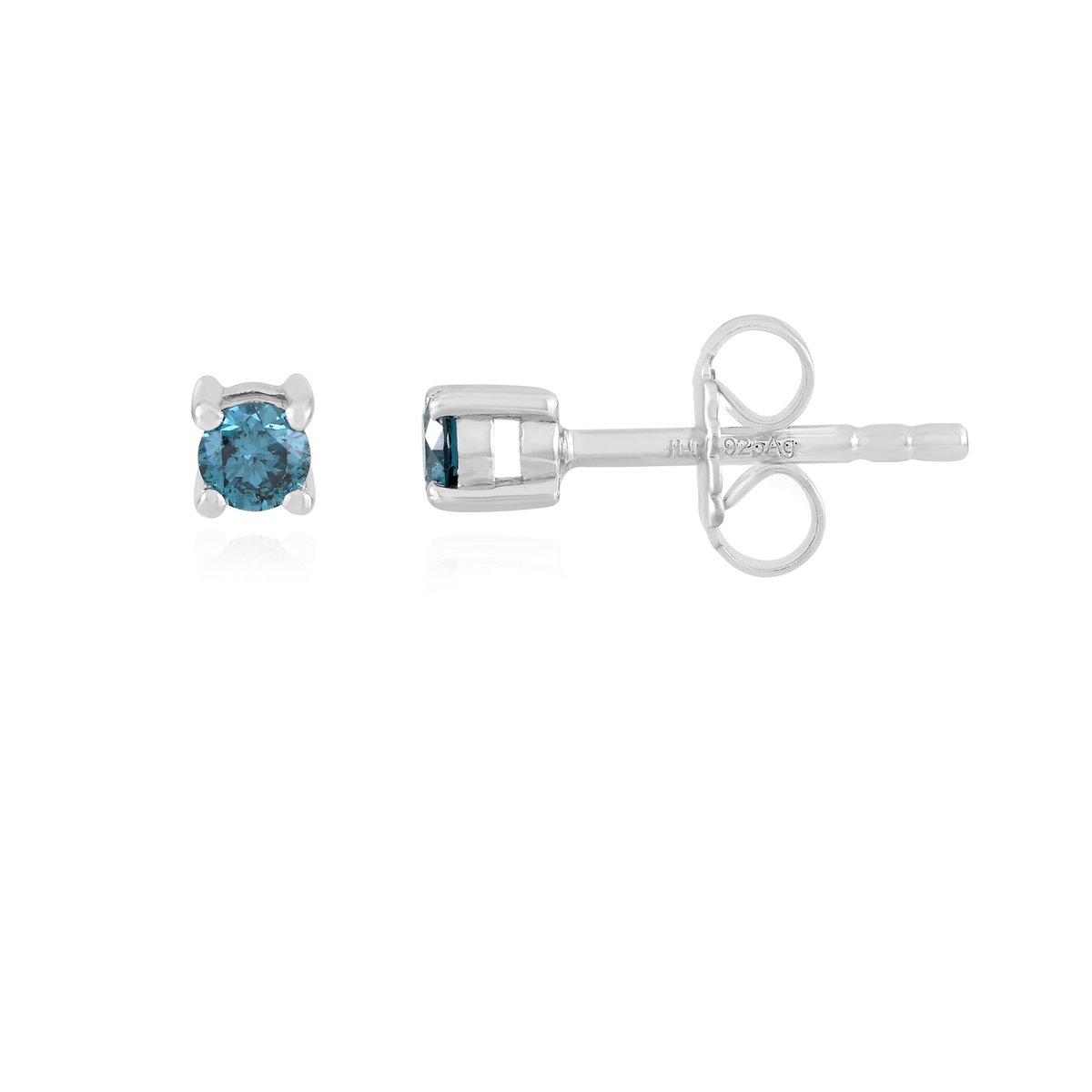 Cavill - Zilveren Oorbellen met 0,18 ct Blauwe Diamanten - 925 Sterling Zilver Gerhodineerd - Ronde Briljant Slijpsel - Elegante Dames Oorbellen