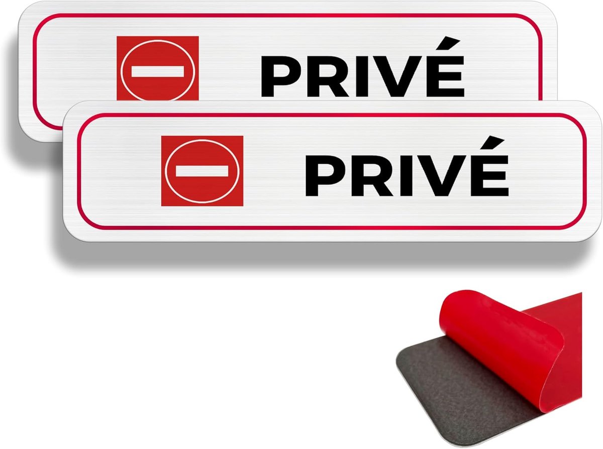 Deurbord 190 x 50 mm - aluminium - privé - duidelijke informatie voor bezoekers - ShopVlot