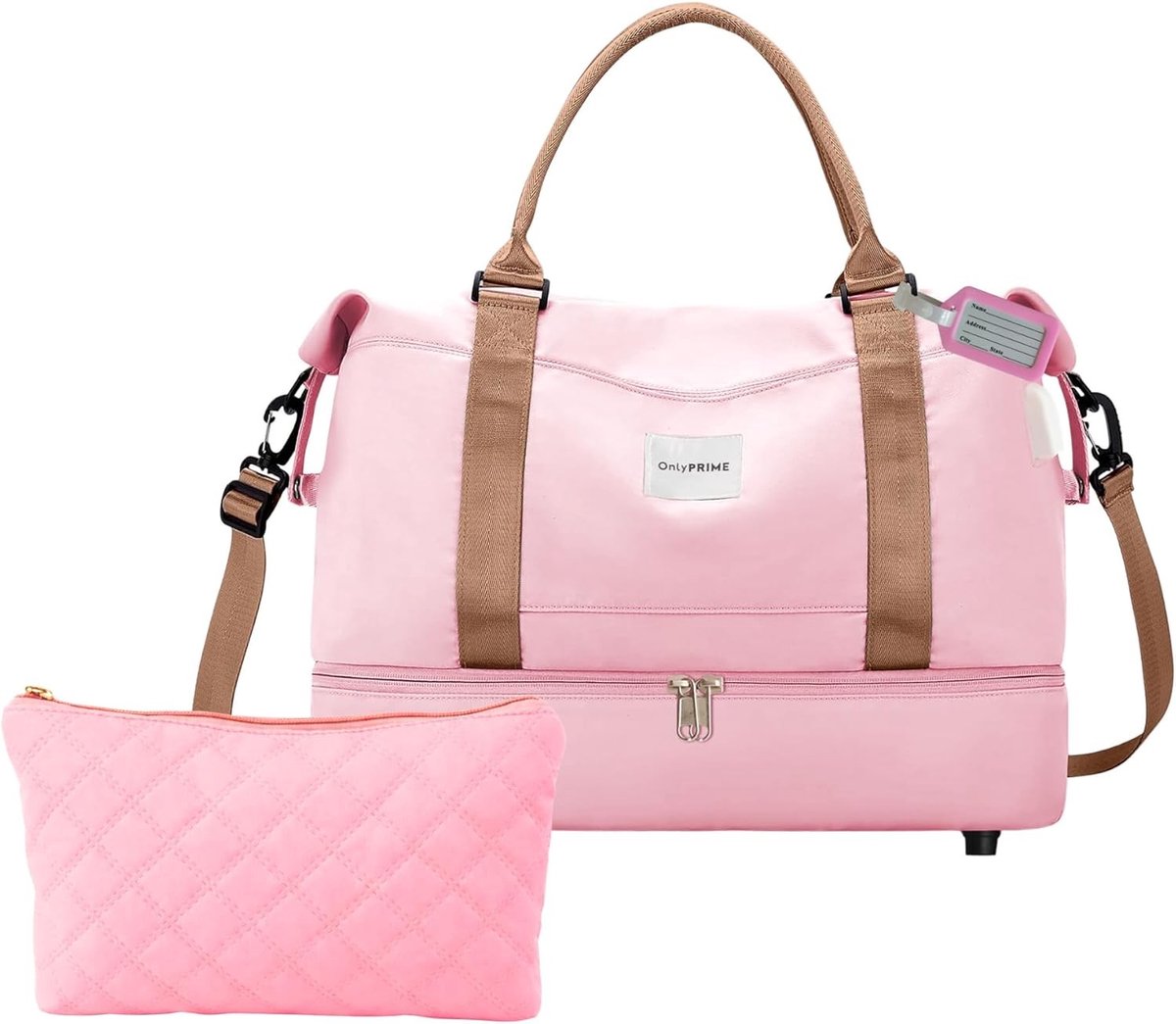 Reistas - Roze - 40 x 30 x 20 cm - Opvouwbare Weekendtas met Schoenenvak en USB-poort - Voor Vrouwen