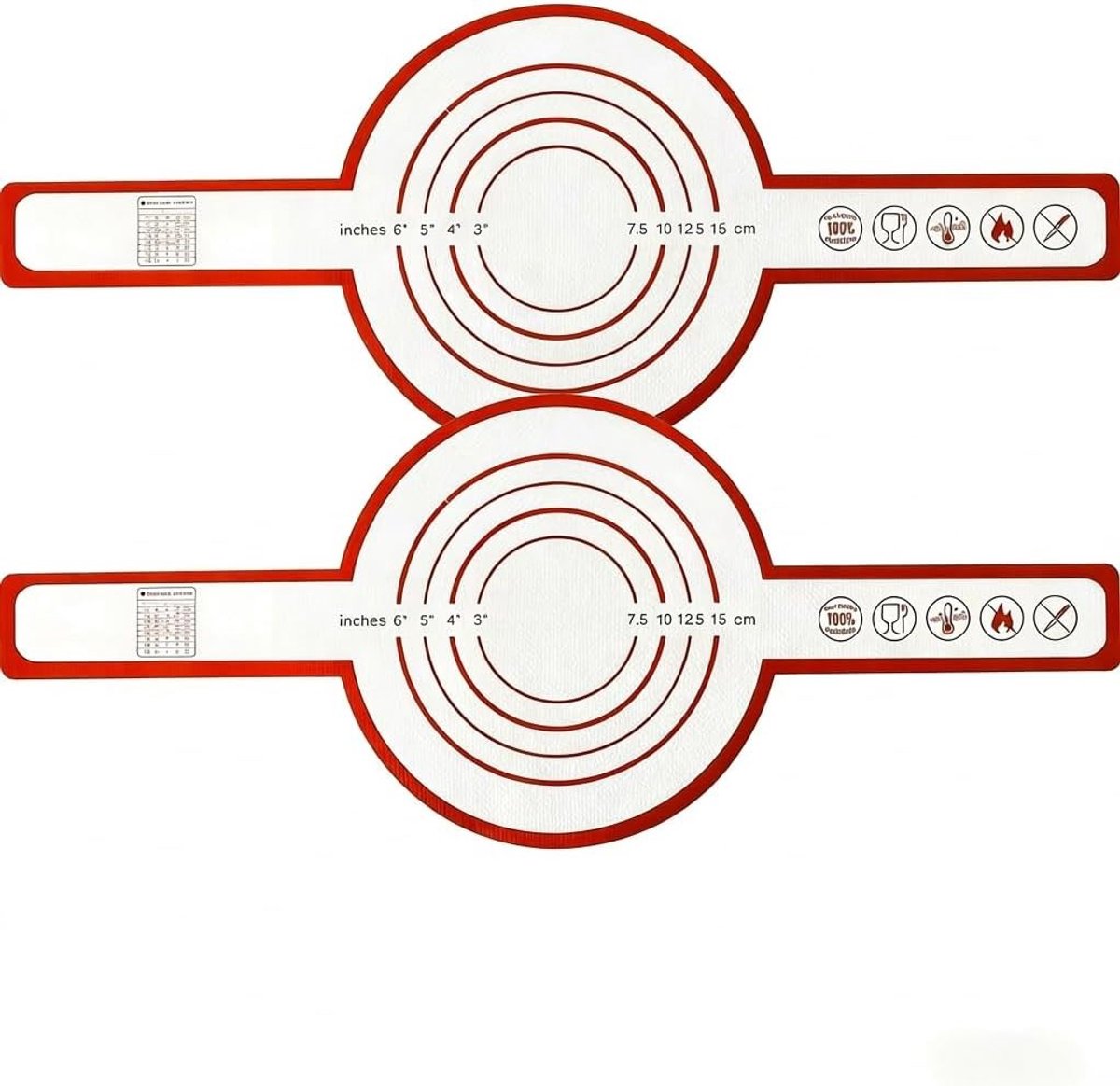 Herbruikbare Bakmat van Silicoon, Set van 2, Antiaanbak Bakbladen voor Brood, Ideaal voor Deeg en Bakken, 0.5 mm Dikte, 52.5 x 21.5 cm, Rood