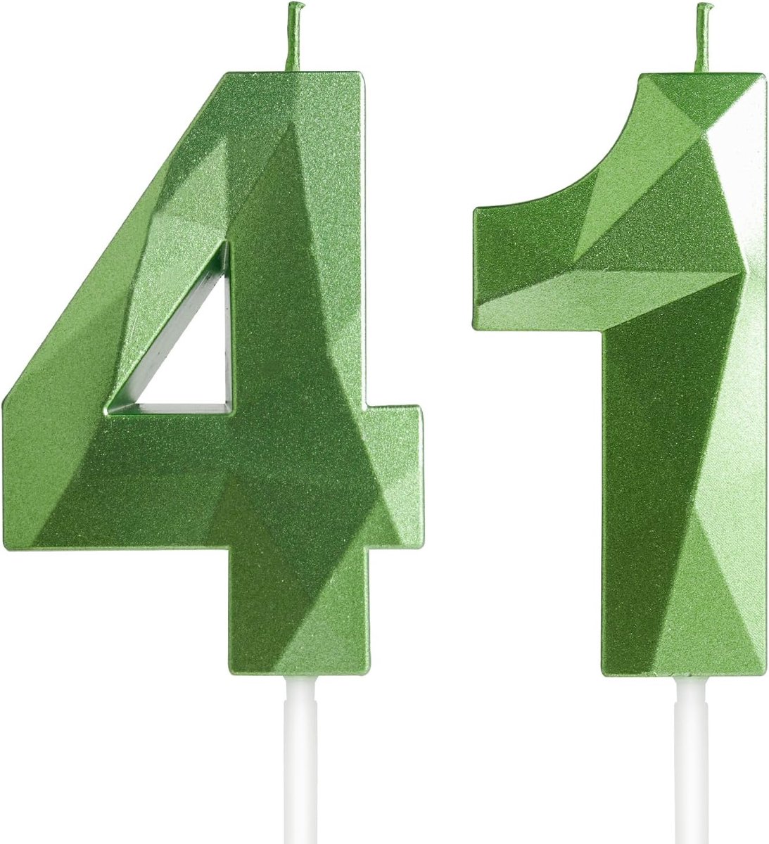Verjaardagskaarsen 41 - Groene cijfers 3D - Cake decoratie - Perfect voor verjaardagsfeest - ShopVlot