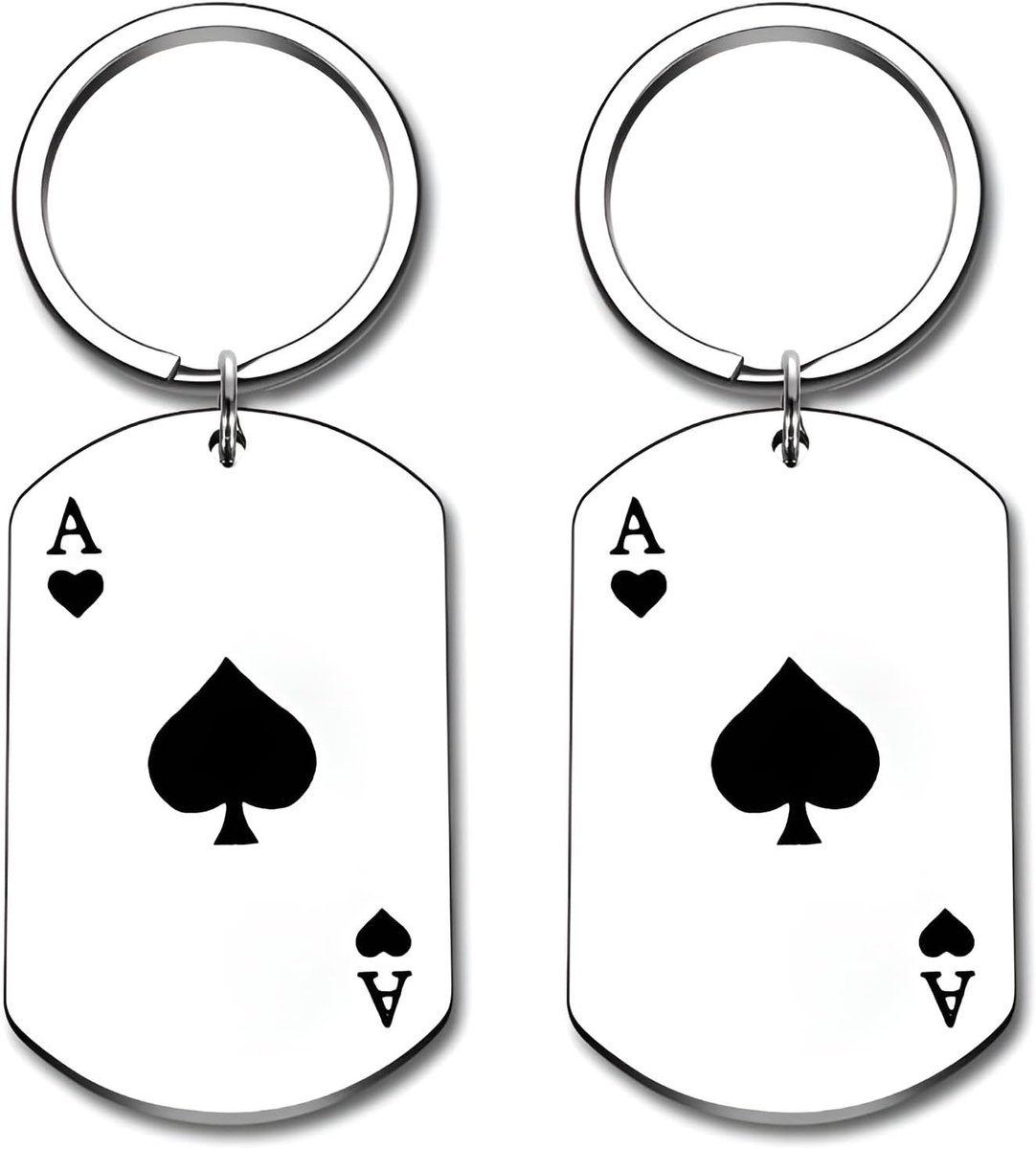 Sleutelhanger Poker Kaart - RVS Ace of Spades - 2 Stuks - Perfect Cadeau voor Pokerliefhebbers - ShopVlot